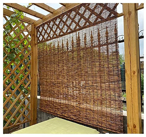 Jalousien Bambus Roll Up Fenster,Natürliche Bambus Vorhang Reed Vorhang,Home Sonnenschirm Heben Fensterläden, Atmungsaktiv, für Outdoor/Patio/Tür, URZTJPJV, Braun, 0,8 * 1,75m