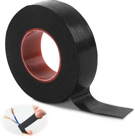 Black Self Amalgamating Tape, 23mm x 5m Waterproof Butyl Insulating Electrical Sealant Tapes for High Voltage Cable and Pipe UV Protection Repair Joint (Stretch Wrap Connections No Adhesive Coated)