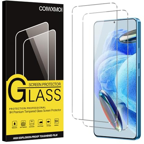Coiwxmoi 2 Piezas Protector Pantalla para Xiaomi Redmi Note 12 Pro 5G 6,67, HD Transparente, Ultra Resistente, Sin Burbujas, Dureza 9H, Antiarañazos Cristal Templado para Redmi Note 12 Pro 5G