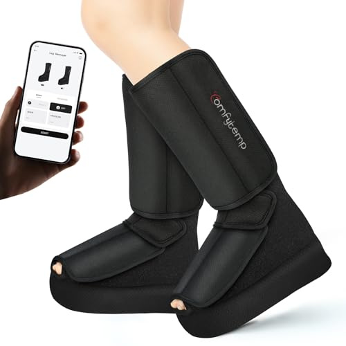 Comfytemp Cordless Foot and Calf Massager with Heat, Birthday Gift for Men Women Dad Mom Seniors, Rechargeable Leg and Feet Compression Massage for Circulation and Pain Relief (Fits Size 6 to 10)