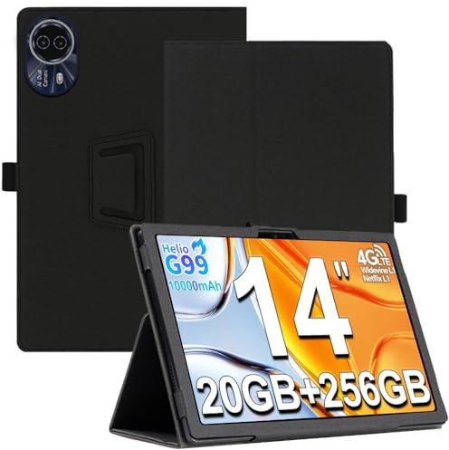 AKNICI Tablet Hülle für TECLAST T70/ Byxsb G140L/ LOGICOM Tab XXL 14/ MAXLEGEN M14/ Urao 140L Tablet 14 Zoll, PU Leder Abdeckung Klappständer Case Cover Schutzhülle mit Handschlaufe Magnet