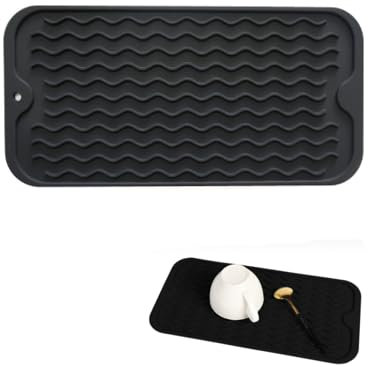 Batheidon Abtropfmatte Silikon 30x15cm, rutschfest und hitzebeständig, sehr geeignet für Geschirrspülen, Bratpfannen, Geschirrspüler, Spülen und Küchentropfpads, frei von Bisphenol A
