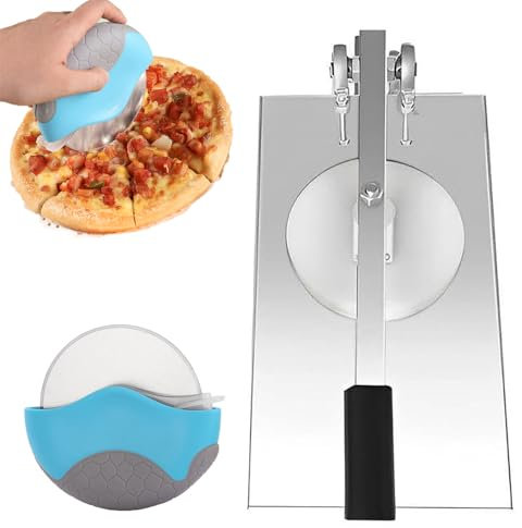 Manual Pizza Dough Press Machine Stainless Steel, Household Pizza Pastry Press Machine with pizza cutter,12-24cm Pizza Dough Maker, Commercial Sheet Pizza Crust Press Plate for Pizza, Pie 16cm