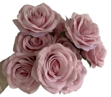 EQEQE Fleurs artificielles, Fleurs en Soie, 9 têtes Bouquet de Roses Fleur Artificielle Mariage Rose décor scène Affichage Floral Rose camélia Blanc(30)