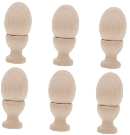 PHENOFICE Natural Wood Egg Cup Set DIY Easter Egg Stand Cup Reusable Countertop Organizer