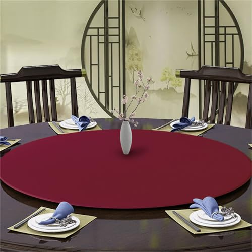 Highdi Elastische Tischdecke Rund Abwaschbar, Cocktail Spanntischdecke Rund Gartentischdecke Outdoor Round Tischdecke mit Gummizug für Esszimmer, Küche und Picknick (180cm,Burgunderrot)