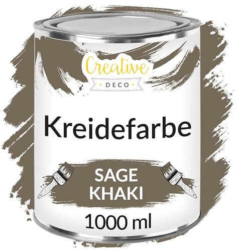 Creative Deco Peinture à la Craie Kaki | 1L | Mat et Lavable | Peinture Bois | Peinture Meuble Bois | Idéal pour Rénovation de Meubles | Chalk Paint | Ardoise Craie | Peinture Mur Interieur