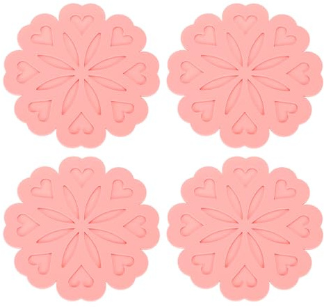 sourcing map 2Pcs Silicone Trivet Mats, Flower Pattern Silicone Pad Hot Pad Pan Protectors Table Protector Heat Resistant Mat for Countertop, Hot Dishes, Hot Pots and Pans, Pink