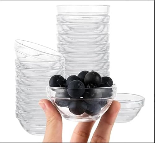 Grillix 2025 Estate Nuova Bicchierini Monoporzione Dolci, 20 Pezzi, Coppette Gelato Vetro, Resistente al Calore, Lavabile e Riutilizzabili, per Feste, Picnic, Compleanni, Barbecue