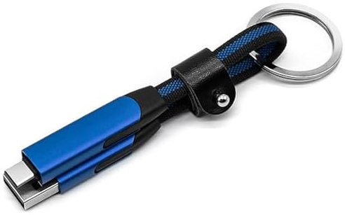 SAMERIO Keyring Charging Cable USB C iOS Short Multifunction Fast Charge Magnetic Foldable Portable 3A 60W Data Transfer Cord Keychain for All Smartphones Power Banks (Blue)