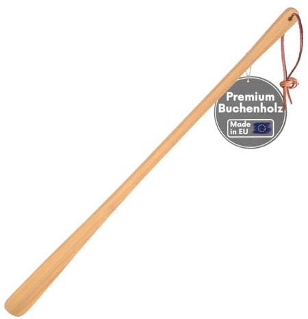 TOPANBIETER 999 Schuhlöffel aus Buchenholz, Extra lang 63 cm, Made in EU, Robuster Holz-Schuhanzieher für bequemes Anziehen ohne Bücken, Schuhanziehhilfe, nachhaltig & langlebig (63 cm)