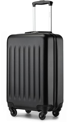 KONO Hartschale Koffer Trolley Rollkoffer Handgepäck Koffer Zwillingsrollen ABS Handgepäck Bordgepäck 4 Rollen, 55cm 20 Zoll(Schwarz)
