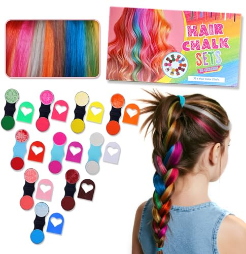 Hårkritor för flickor, set med 10 stycken, tvättbara hårkritor, kammar för barn, tillfällig hårfärg för flickor 4–12 år för fest, cosplay, barns födelsedag, gör-det-själv kul och kreativitet