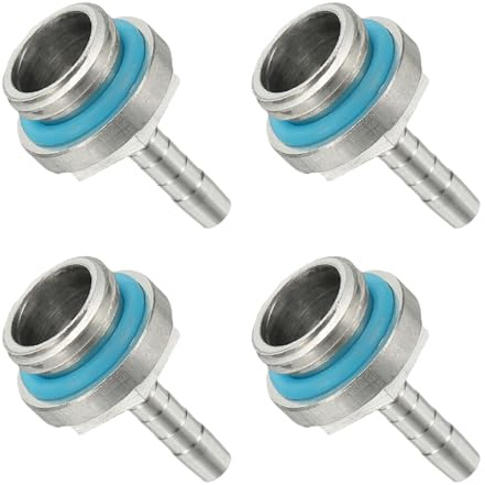 PATIKIL Adaptador De Conexión G1/4 X 4mm Para Manguera, 4 PCS Conectores Reductores Macho De Aluminio Para Tubo Flexible Para Sistema De Líquida De PC 3-3.5mm De Manguera, Plateado