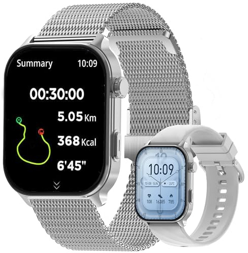 2,01 AMOLED Smartwatch Donna con Chiamate Bluetooth 5,2/Numerazione, Smartwatch Compatibile Samsung Huawei Android Contapassi GPS Condiviso Orologio 123 Sport Cardiofrequenzimetro (Argento)