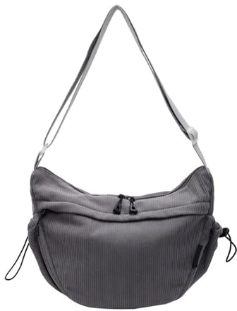 TEMOOUES Mezzaluna Borsa Crossbody Imbracature Borse Borse Per Le Donne Alla Moda Spalla Con Forma Mezza Luna E Tasche Posteriori Imbracature Donna Crossbody Grande Spalla Shopping Hobos, grigio, One