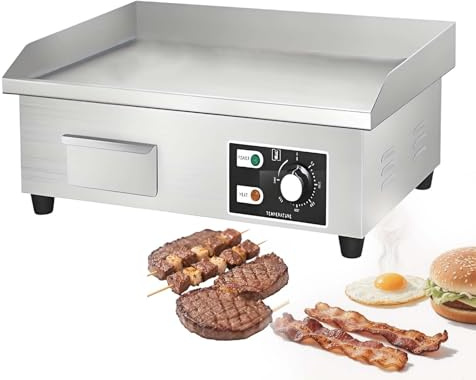 Piastra Elettrica Da 3000w - Griglia Superiore Piatta In Acciaio Inox Da 14/22, Temperatura Regolabile (50-300°C), Griglia Teppanyaki Antiaderente Per Ristoranti E Casa - 220v(1700W)