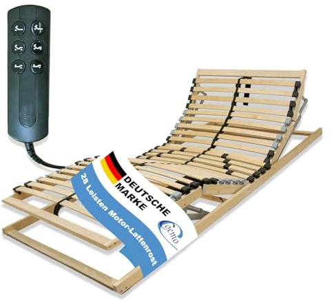 Coemo 7-Zonen Lattenrost Ergo KF mit Motor Kopf- und Fußteil, 80x200 cm | 28 Federleisten, individuelle Härtegradeinstellung, mit Notstromabsenkung, Bausatz, Elektrischer Komfort, Ideal zum Lesen