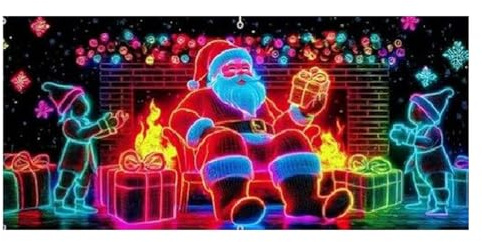 Weihnachts-Garagenbanner – Fluoreszierende Weihnachtsmann-Dekoration 4 X 1,8 M, UV-Außendekoration, Festlicher Türhintergrund, Wetterbeständiger Dekostoff | Für Einzelpersonen, Partys, Familientreffen
