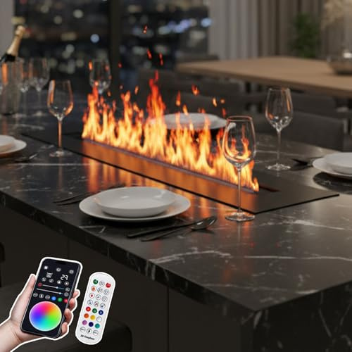 json2xml Chimenea eléctrica de Vapor, Chimenea empotrada 3D con nebulizador de Agua y Llama Ajustable de 9 Colores | Aplicación y Control Remoto | Suministro automático de Agua 50cm/19.6in