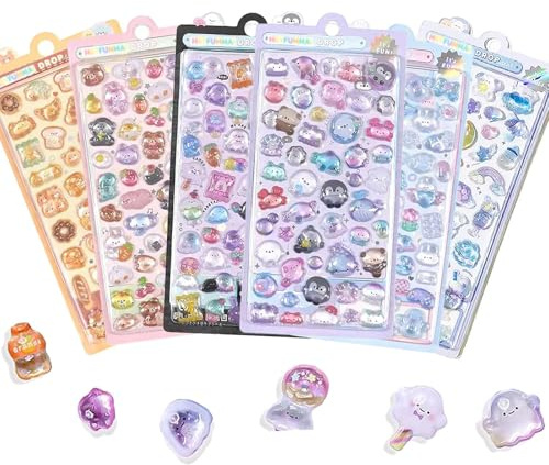 Nymora Set di Adesivi 3D Mini 6 Adesivi Carini Kawaii di Animali Cartoon, Adesivi Tiny Impermeabili per Decorazione, Washi Sticker Book, Cover per Cellulare & taccuini