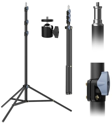 LEORFI Pie de Luz Fotografía 118 Pulgadas/300cm con Trípode y Rosca 1/4 | Acero al carbono resistente, tubo de 28 mm, altura ajustable 95-300 cm, y Cabezal 360°, compatible con softbox, flash, cámara