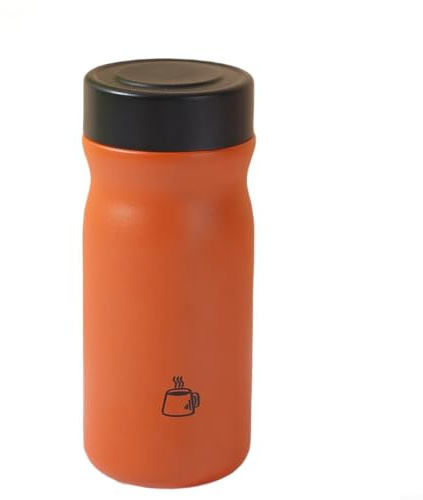 Zeroupshop Mini bouteille isotherme de 325 ml - Intérieur 316 et extérieur en acier 304 - Design anti-fuite pour voyage, rétention du chaud et du froid - Base antidérapante mate (noir et orange)
