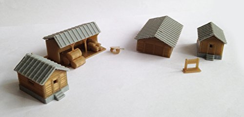 Outland Models Train Train Ferme Abri de jardin Maison de campagne Cottage Set N Scale