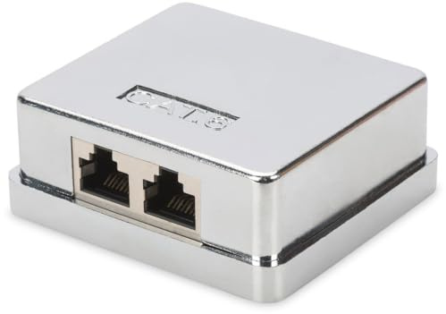 DIGITUS kopplingsdosa Cat-6-2 portar RJ45 - Utanpåliggande hölje - Nätverksuttag - LSA-separationsterminal - Skärmad - Silver