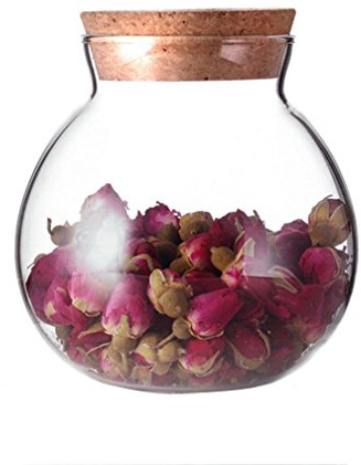1 contenitore vuoto da 500 ml in vetro trasparente, con tappo in sughero, per la cucina, per fiori, tè, caramelle, biscotti, fagioli mung, frutta secca, spuntini