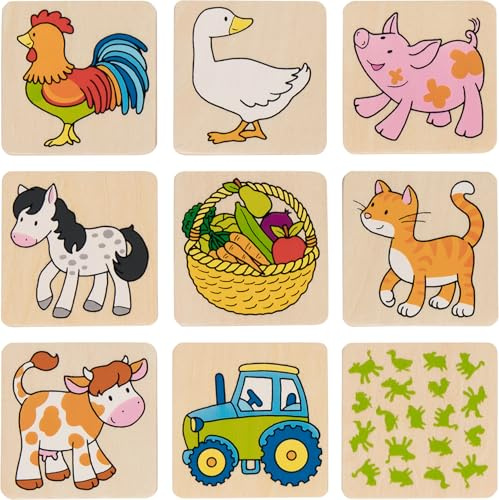 goki - Speicherspiel Farm II Motorik Entwicklung (56807), Mit Bunten Motiven