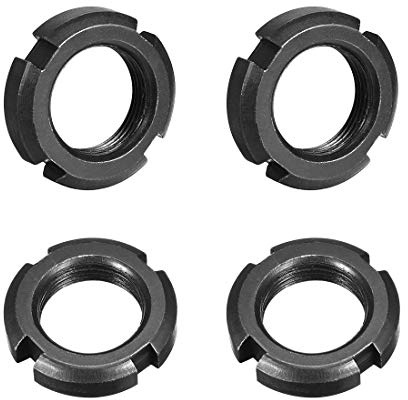 uxcell M25x1.5mm Fine Pitch Thread Retaining Four-Slot Slotted Round Nut, 4Pcs Carbon Steel Round Lock Nut for Various Rolling Bearings, Industrial Field, Black