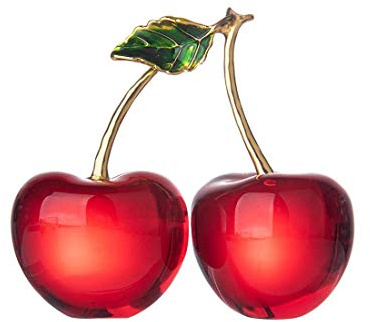 LONGWIN - Ciliegia di cristallo, frutta decorativa in vetro, fermacarte, decorazione domestica, ornamento da tavolo, centrotavola