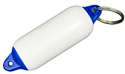 GATE14® Portachiavi Galleggiante Parabordo Cilindrico Bianco/Blu in Plastica 31 x 98 mm