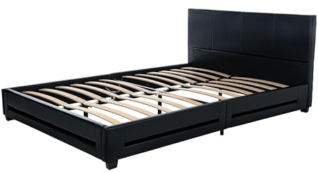 Home Deluxe - LED Bett Asteroid - Schwarz, 140 x 200 cm - inkl. Lattenrost I Polsterbett Design Bett inkl. Beleuchtung