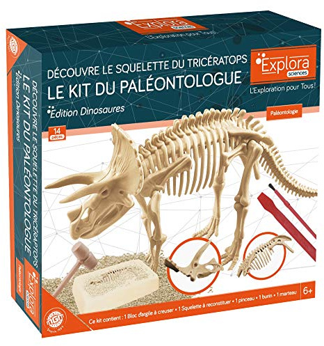 EXPLORA - Triceratops - Paläontologen-Set - 039399 - Ausgrabungs-Gips - Dinosaurier - Entdeckungs-Set - Kinderspiel - Wissenschaftlich - Bildend - Abenteuer - Spaß - Spielzeug - Ab 6 Jahren