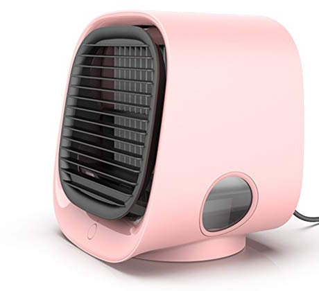 CheungLee Personal Silent Air Cooler & Air Purifier & Air Humidifier & Night Light 4 in 1, Portable Air Cooler with 3 Wind Speeds, Suitable for Office Bedroom Living Room (pink)