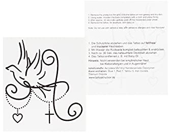 10 x Fé Tattoo in schwarz - Taube, Herz, Kreuz - Temporary Haut Tattoo (10)