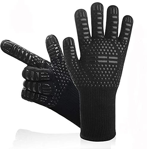 Guanti da Barbecue, Guanti da Forno, Guanti da Cucina BBQ, al 800°C, 1 paio, nero