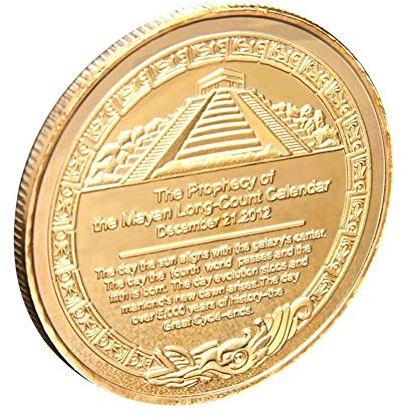 Chapado en Oro Fancy Maya Moneda Conmemorativa Bitcoin Colección Arte