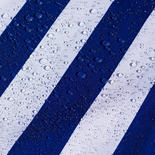 Wasserdichtes Polyestergewebe, gestreift, reißfest für Vordächer, Zelte, Outdoor- und Gartenbekleidung, Meterware (Weiß Blaue Streifen)