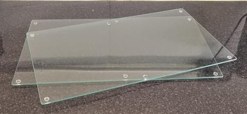 Biznest 52X30Cm Universal Hob Cover Plates Clear Set of 2 for All Types of Cookers Tempered Glass Worktop 4Mm