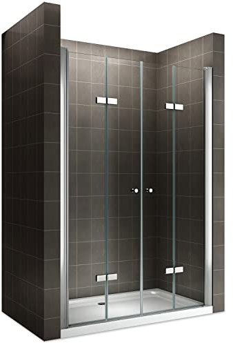 EMMY Porte de douche pliante pivotante H 195 cm largeur réglable 92 à 96 cm verre transparent