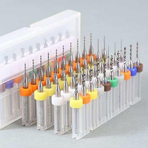 Michear Juego de 10 brocas micro de 0,1 mm a 3,0 mm de diámetro, placa de circuito de impresión CNC de carburo PCB para grabado de madera, plástico y metal (0,6-1,5 mm)