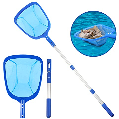 Wamsound Schwimmbad Laubkescher: Pool Skimmer Netz - Pool Reinigung Netze mit Teleskopstange Pool Laubrechen Teiche Reinigung Netz für Spas, Pool, Fischteich, Debris, Leaves Blätter Pickup Entfernung