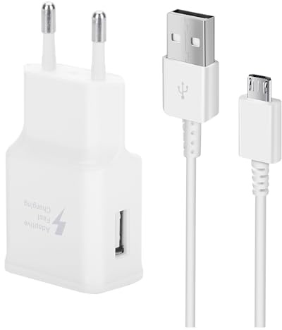 USB Ladegerät Stecker, Schnellladegerät Netzteil mit Micro-USB Ladekabel 1,5M kompatibel mit Samsung Galaxy S7/S7 Edge/S6/S6 Edge/S6 Edge +/S5/S4/S3/S2/Note 4/5/A03/J7/J5/J3/Moto G5, PS4 (Weiß)