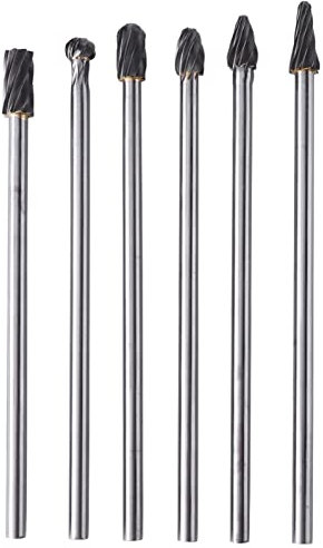 OKJHFD 6-teiliges Wolframcarbid-Aluminium-Rotationsfeilen-Frässtift-Set, 6 Mm Schaft, 10 Mm Schnittdurchmesser Für Schleifbohrer, Präzise Metallbearbeitung Und Holzschnitzerei