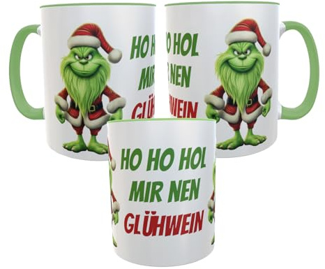 Kilala Weihnachtstasse mit Motiv HO HO HO, Kaffeebecher mit lustigem Spruch, Weihnachtsmuffel Kaffeetasse, Glühweinbecher als Wichtelgeschenk oder zu Weihnachten