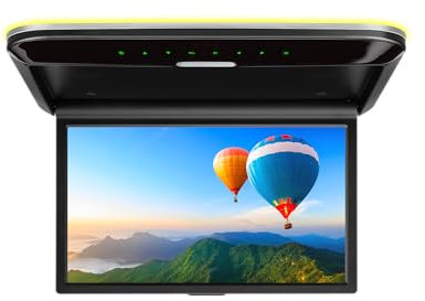 XTRONS 14 16:9 Ultra-thin Car Ceiling Roof Mounted FHD Digital TFT Screen 1080P Video Car Overhead Player Monitor, HDMI Port 1366x768 Full High Definition, Support FM/IR headphones Door Control