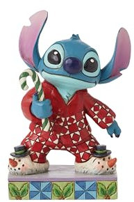Enesco Disney Traditions Collection by Jim Shore Lilo & Stitch Christmas Pajamas Figurine- Stone Resin Hand Painted Crafted Collectible Stitch Christmas Disney Figurines Home Decor Statue, 4.62 Inch